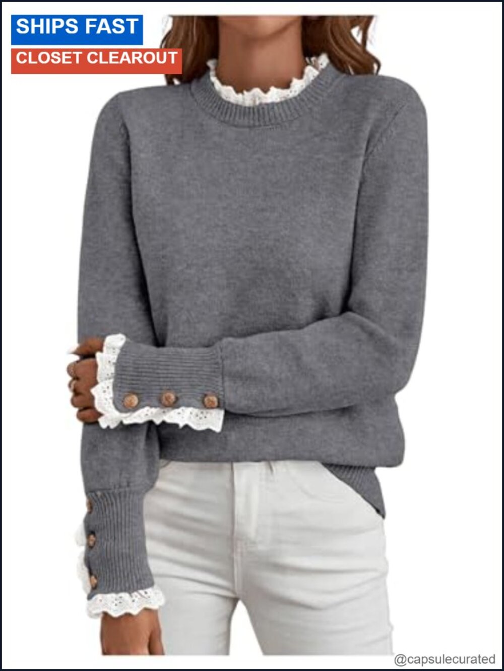 Women's Lace Mock Neck Cozy Pullover Sweater Knitted Long Sleeve Casual